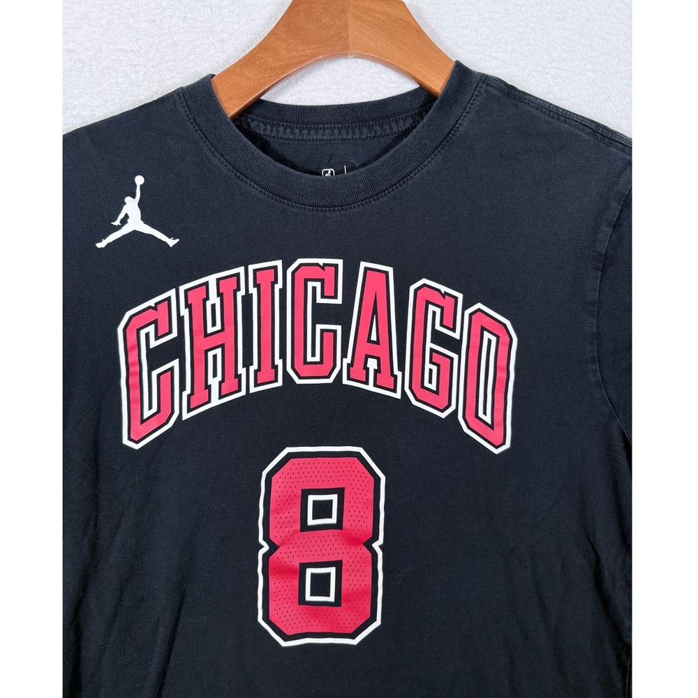 Nike Jordan Mens Medium Zach LaVine Chicago Bulls #8 Name Number T-Shirt Black